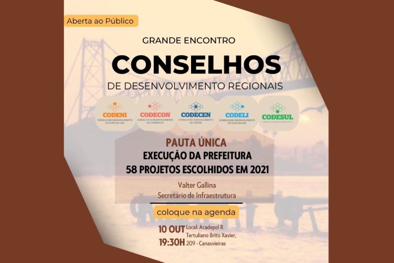Prefeitura divulga situação dos projetos propostos pelos Conselhos de Desenvolvimento Regionais de Florianópolis