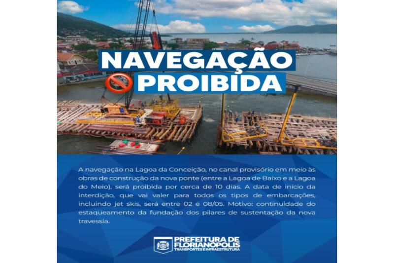 Navegação em área da Lagoa da Conceição será temporariamente proibida